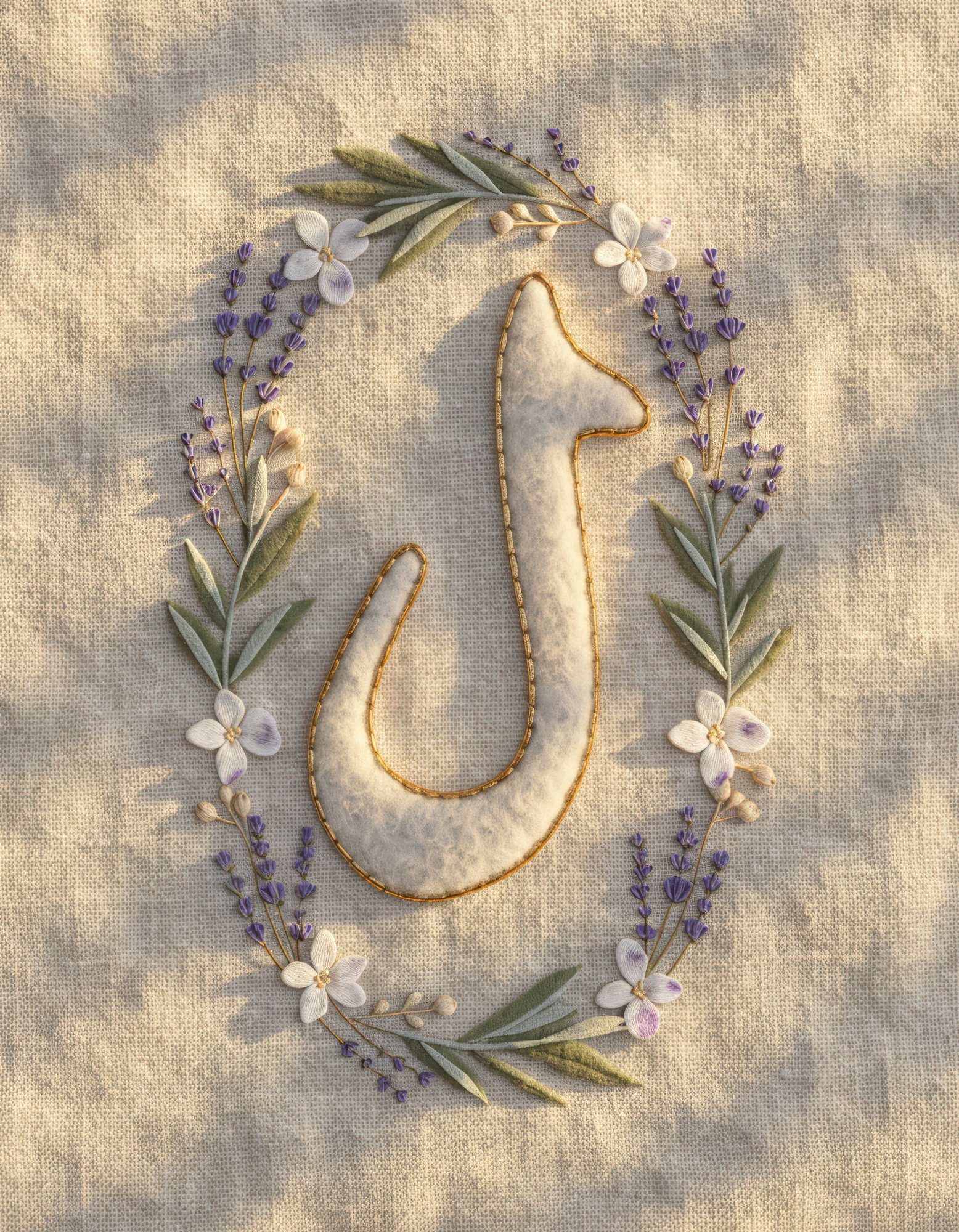 Monogramma elegante su lino naturale